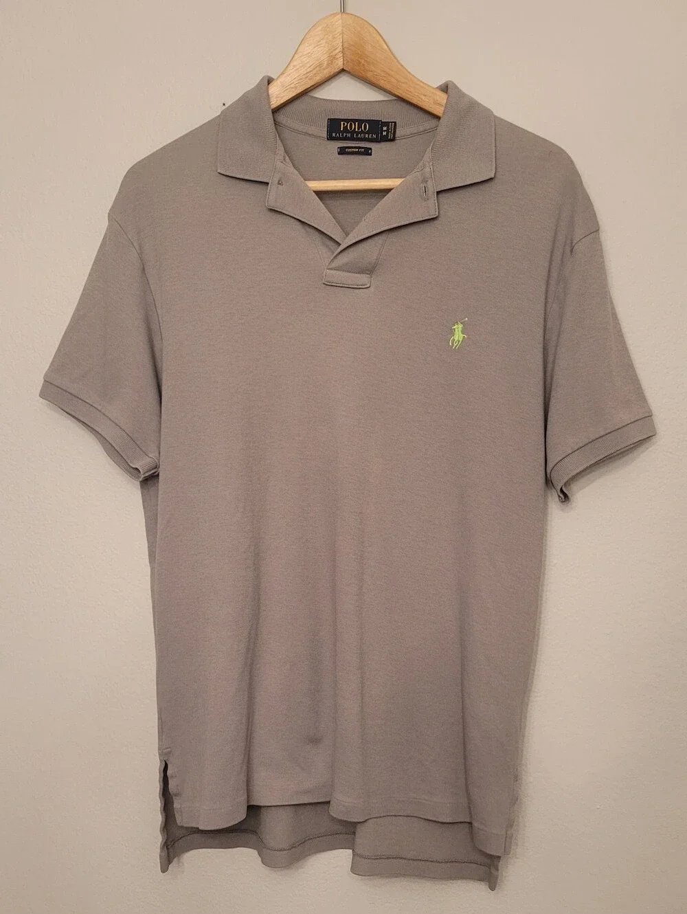 Polo by Ralph Lauren Men's Gray Polo Shirt with Lime Logo